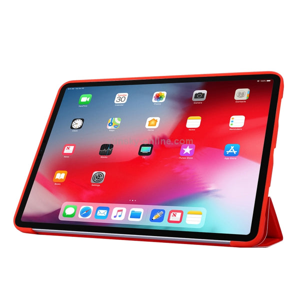 For iPad Pro 11 (2020) PC PU Leather Tablet Case with Three-folding Holder(Red)