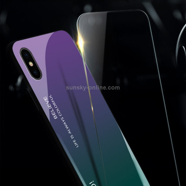 For iPhone XS Max Gradient Color Glass Case (Black)