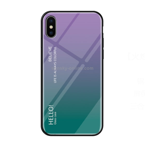 For iPhone XS Max Gradient Color Glass Case (Purple)