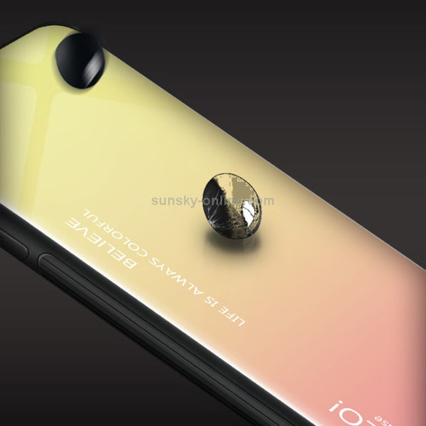 For iPhone XS Max Gradient Color Glass Case (Yellow)