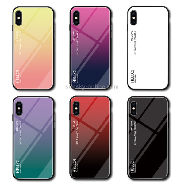 For iPhone XS Max Gradient Color Glass Case (Purple)