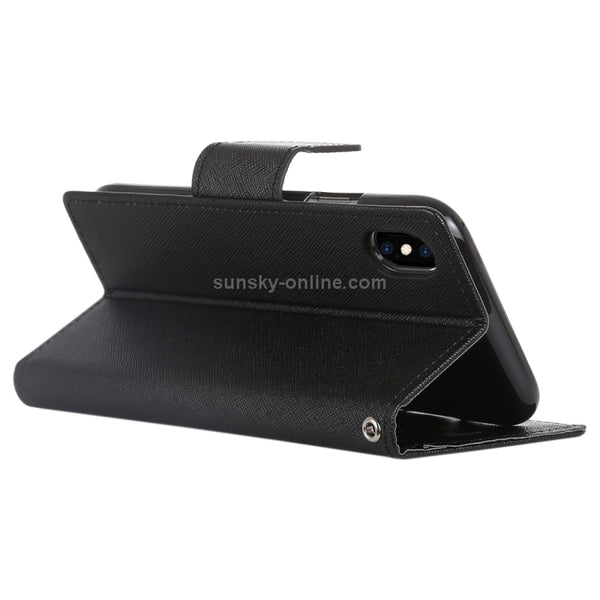 For iPhone X XS GOOSPERY FANCY DIARY Horizontal Flip Leather Case with Holder & Card Slots...(Black)