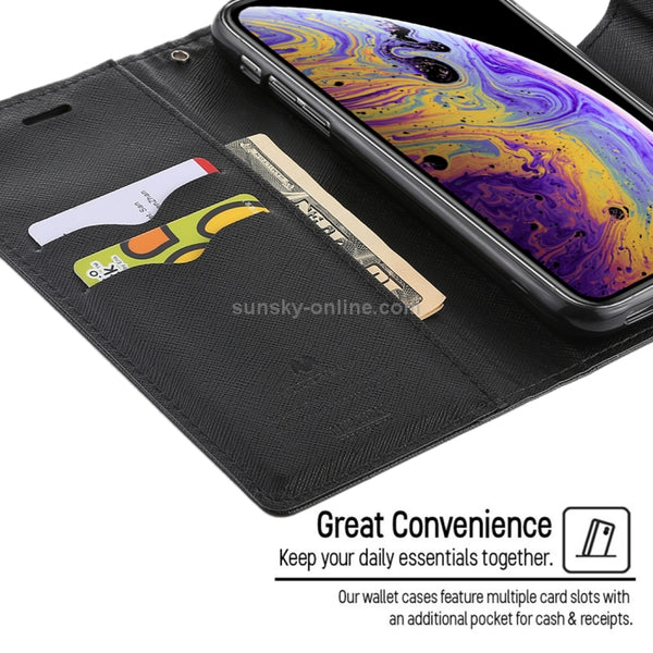 For iPhone X XS GOOSPERY FANCY DIARY Horizontal Flip Leather Case with Holder & Card Slots...(Black)