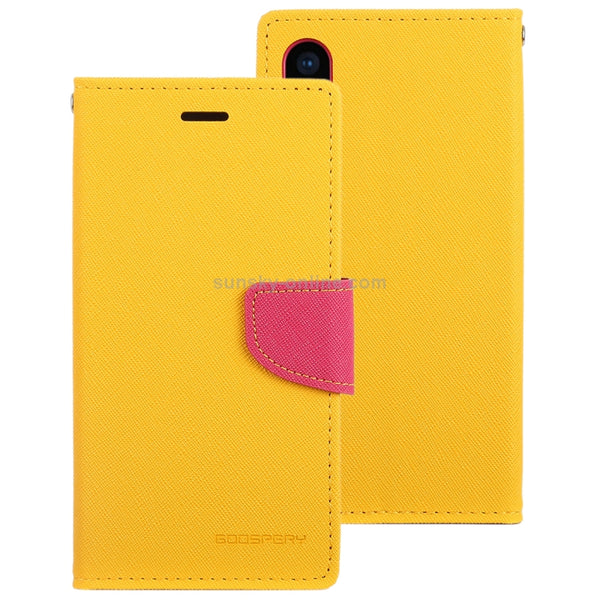 For iPhone X XS GOOSPERY FANCY DIARY Horizontal Flip Leather Case with Holder & Card Slot...(Yellow)