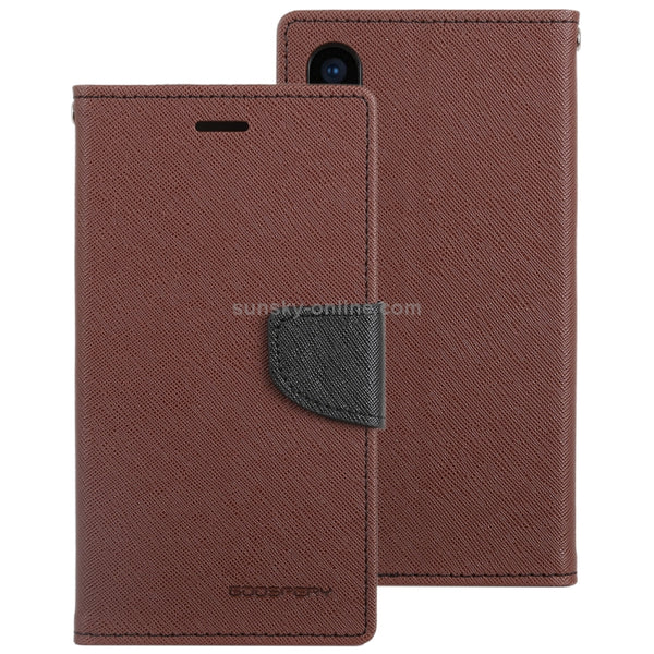 For iPhone X XS GOOSPERY FANCY DIARY Horizontal Flip Leather Case with Holder & Card Slots...(Brown)