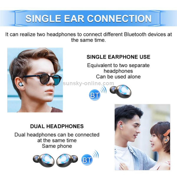 F9-8 TWS CVC8.0 Noise Cancelling Touch Mini Bluetooth Earphone with Charging Box, Support ...(Black)