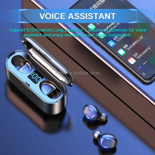 F9-8 TWS CVC8.0 Noise Cancelling Touch Mini Bluetooth Earphone with Charging Box, Support ...(Black)