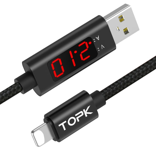 TOPK AC27 1m 2.1A Max USB to 8 Pin Nylon Braided Fast Charging Sync Data Cable, with Outpu...(Black)