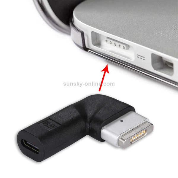 USB-C Type-C Female to 5 Pin MagSafe 2 (T-Shaped) Male Charge Adapter(Black)