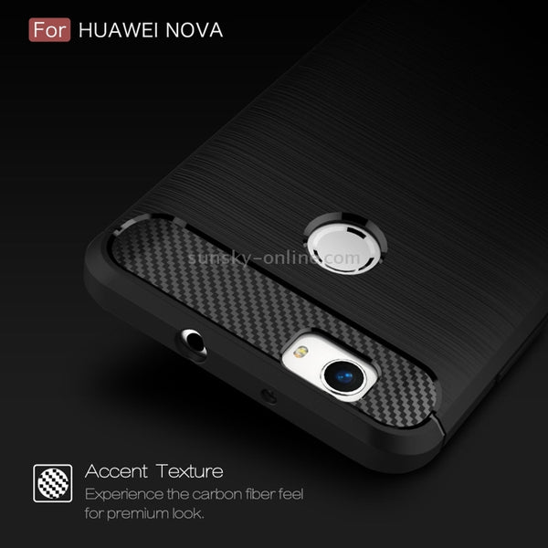For Huawei nova Brushed Texture Carbon Fiber TPU Rugged Armo
