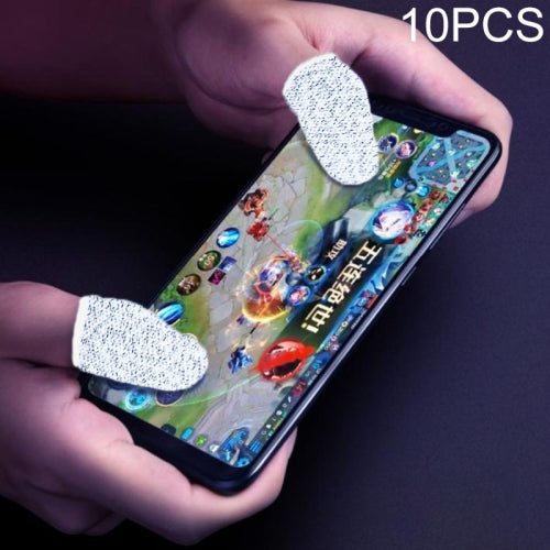 10 PCS Nylon Conductive Fiber Non-slip Sweat-proof Mobile Phone Game Touch Screen Finger C...(White)