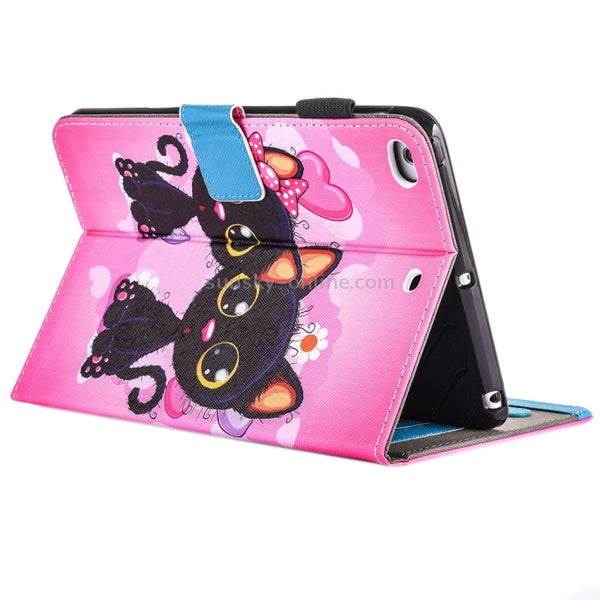 For iPad Air iPad Air 2 Painting Two Cats Pattern Horizontal Flip Leather Case with Holder & Wall...