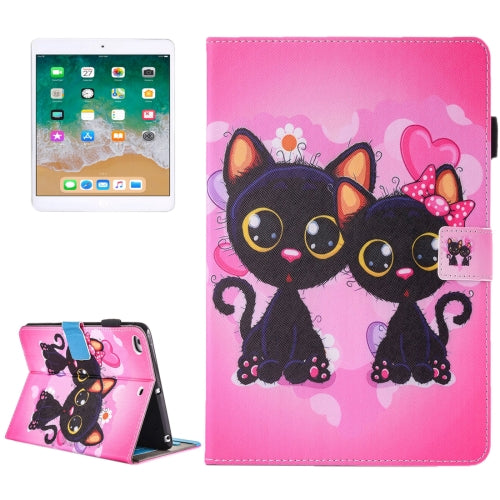 For iPad Air iPad Air 2 Painting Two Cats Pattern Horizontal Flip Leather Case with Holder & Wall...