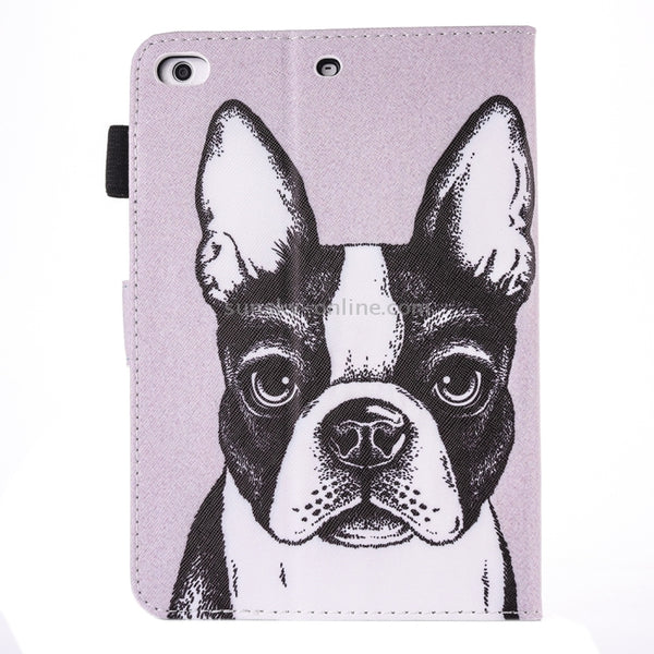 For iPad Air iPad Air 2 Painting Bulldog Pattern Horizontal Flip Leather Case with Holder & Walle...