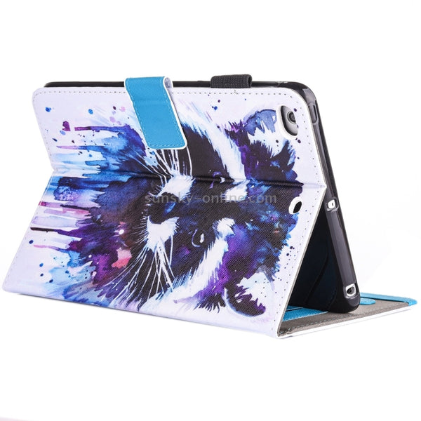 For iPad Air iPad Air 2 Painting Colorful Raccoon Pattern Horizontal Flip Leather Case with Holde...