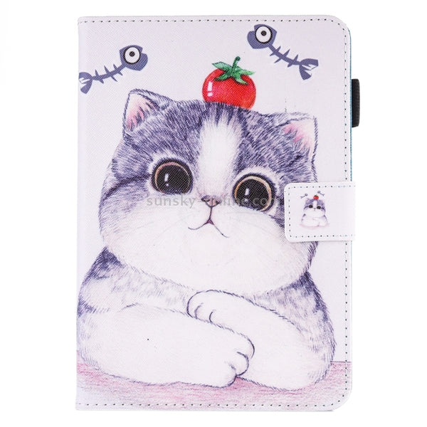 For iPad Air iPad Air 2 Painting Tomato and Cat Pattern Horizontal Flip Leather Case with Holder ...