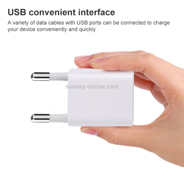 A2165 5V 1A Single USB Interface Mini Travel Charger, EU Plug(White)