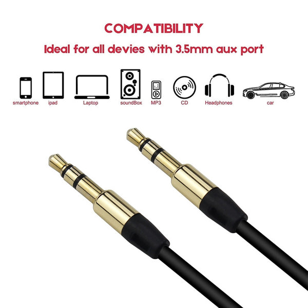 1m Aux Audio Cable 3.5mm Male to Male, Compatible with Phones, Tablets, Headphones, MP3 Pl...(White)