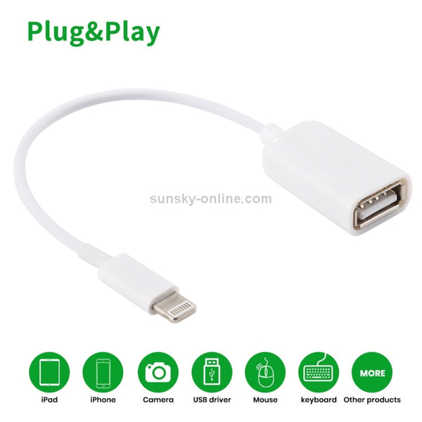 USB Female to 8pin Male OTG Adapter Cable, Support iOS 10.2