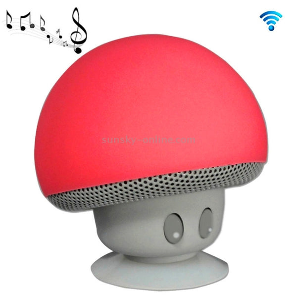 Mushroom Shape Bluetooth Speaker with Suction Holder(Red)