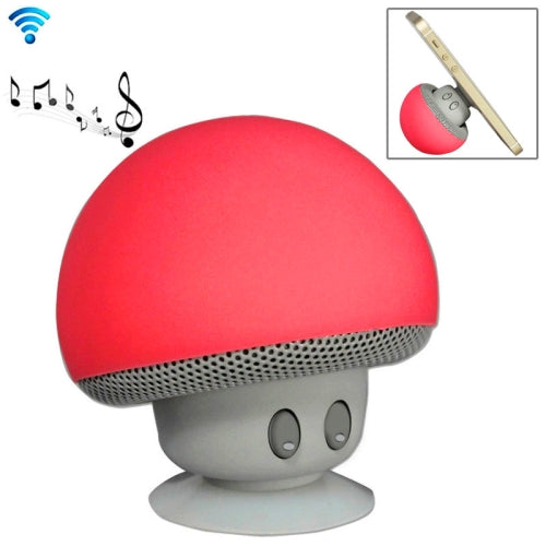 Mushroom Shape Bluetooth Speaker with Suction Holder(Red)