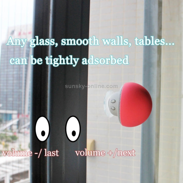 Mushroom Shape Bluetooth Speaker with Suction Holder(Red)