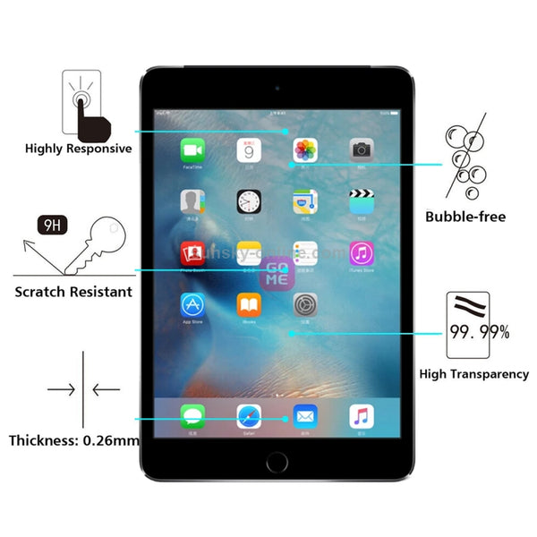 0.3mm 9H Surface Hardness 2.5D Tempered Glass Film for iPad 2 iPad 3 iPad 4