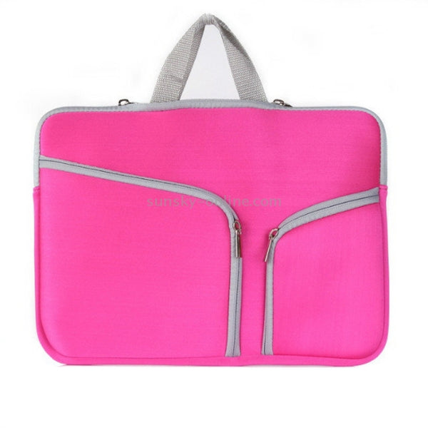 Double Pocket Zip Handbag Laptop Bag for Macbook Air 11.6 inch(Magenta)