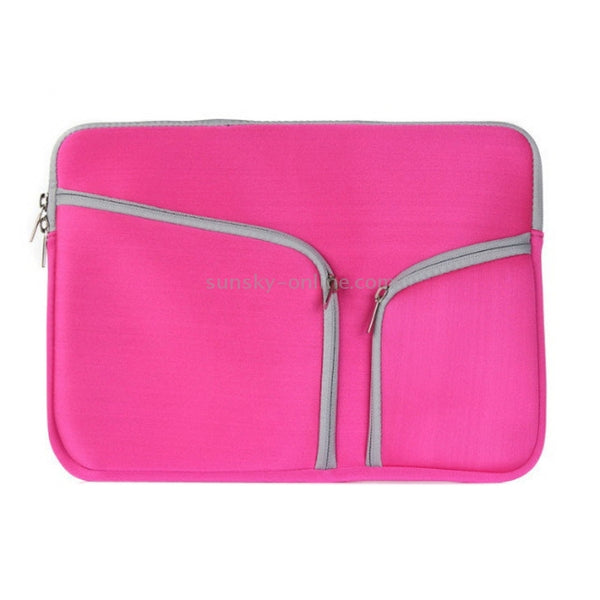 Double Pocket Zip Handbag Laptop Bag for Macbook Air 11.6 inch(Magenta)