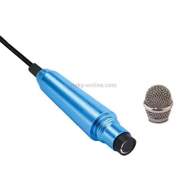 3.5mm Male 3.5mm Female Ports Mini Household Mobile Phone Sing Song Metal Condenser Microph...(Blue)