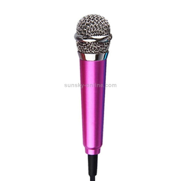 3.5mm Male 3.5mm Female Ports Mini Household Mobile Phone Sing Song Metal Condenser Micr...(Magenta)