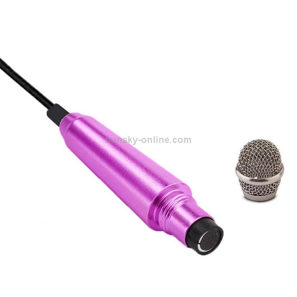 3.5mm Male 3.5mm Female Ports Mini Household Mobile Phone Sing Song Metal Condenser Micr...(Magenta)