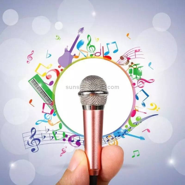 3.5mm Male 3.5mm Female Ports Mini Household Mobile Phone Sing Song Metal Condenser Micr...(Magenta)