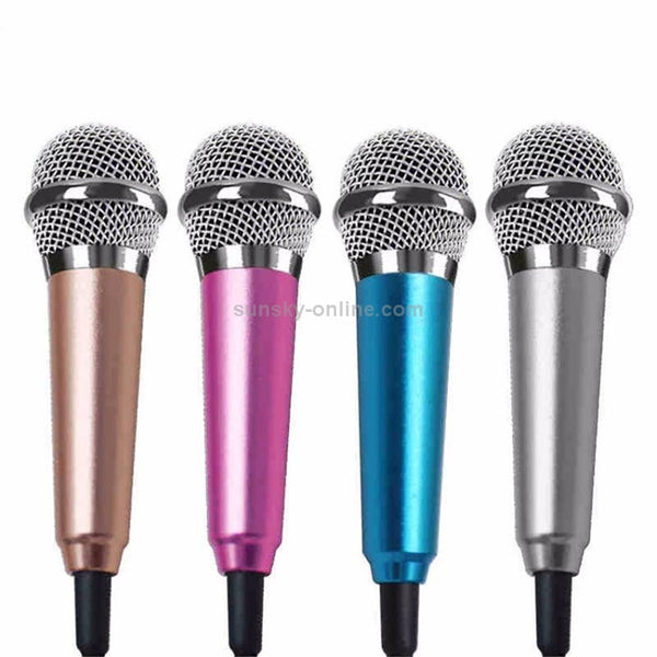 3.5mm Male 3.5mm Female Ports Mini Household Mobile Phone Sing Song Metal Condenser Micr...(Magenta)