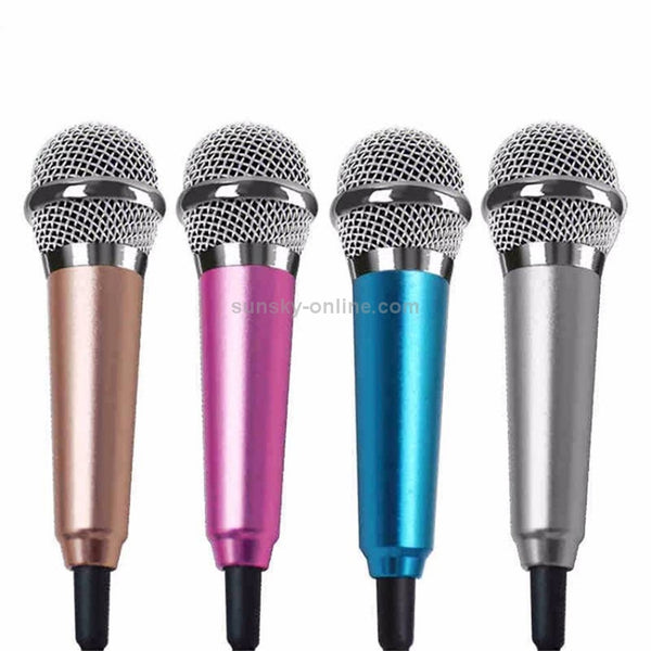 3.5mm Male 3.5mm Female Ports Mini Household Mobile Phone Sing Song Metal Condenser Microph...(Blue)