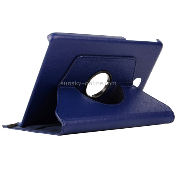 Litchi Texture 360 Degree Rotating Leather Protective Case with Holder for Galaxy Tab ...(Dark Blue)