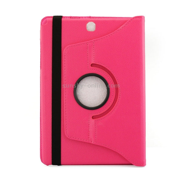 Litchi Texture 360 Degree Rotating Leather Protective Case with Holder for Galaxy Tab A ...(Magenta)