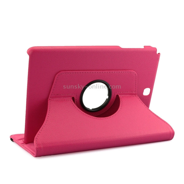 Litchi Texture 360 Degree Rotating Leather Protective Case with Holder for Galaxy Tab A ...(Magenta)