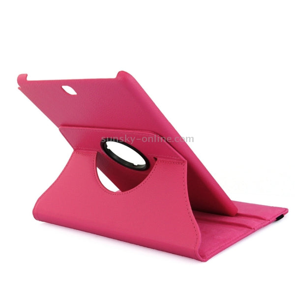 Litchi Texture 360 Degree Rotating Leather Protective Case with Holder for Galaxy Tab A ...(Magenta)