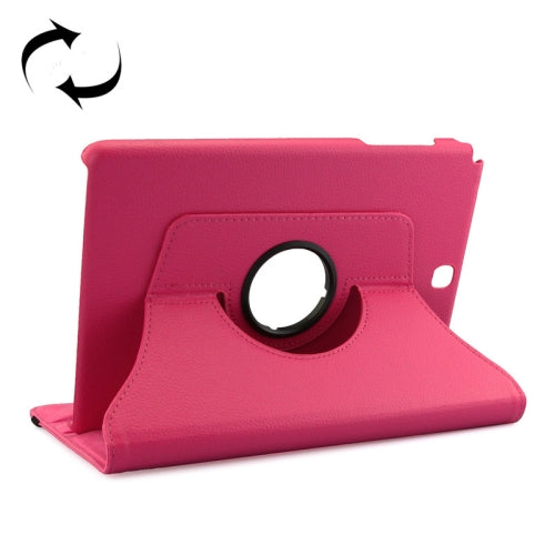 Litchi Texture 360 Degree Rotating Leather Protective Case with Holder for Galaxy Tab A ...(Magenta)