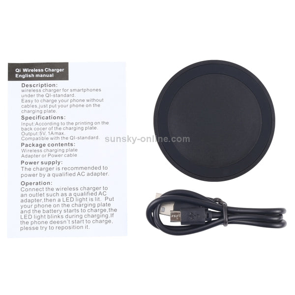 Universal QI Standard Round Wireless Charging Pad(Black)