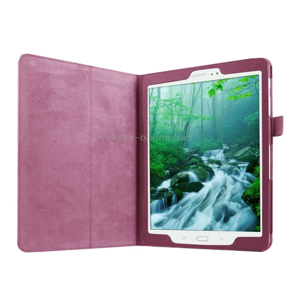 Litchi Texture Horizontal Flip Solid Color Smart Leather Case with Two-folding Holder & S...(Purple)