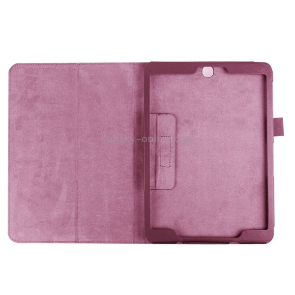 Litchi Texture Horizontal Flip Solid Color Smart Leather Case with Two-folding Holder & S...(Purple)