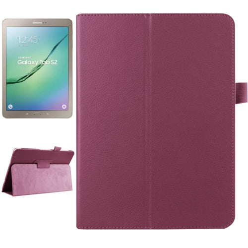 Litchi Texture Horizontal Flip Solid Color Smart Leather Case with Two-folding Holder & S...(Purple)