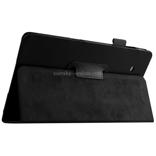 Litchi Texture Horizontal Flip Solid Color Leather Case with Holder for Galaxy Tab E 9.6 T...(Black)