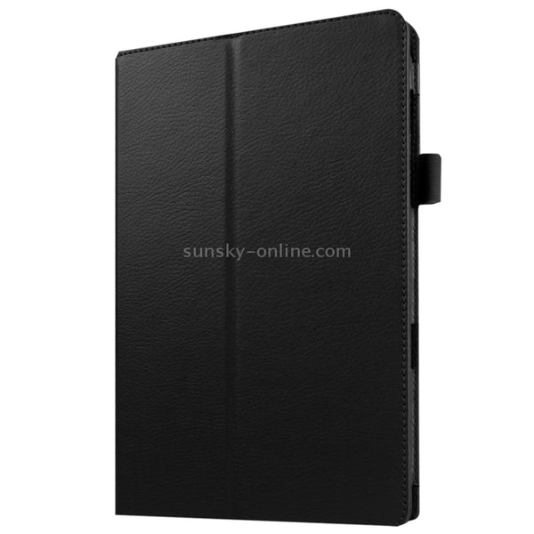 Litchi Texture Horizontal Flip Solid Color Leather Case with Holder for Galaxy Tab E 9.6 T...(Black)