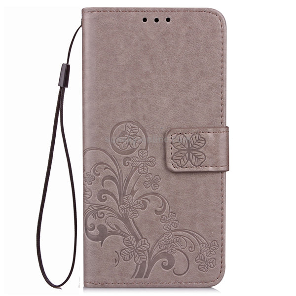 For Galaxy S9 Lucky Clover Pressed Flowers Pattern Horizontal Flip Leather Case with Holder...(Grey)