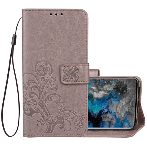 For Galaxy S9 Lucky Clover Pressed Flowers Pattern Horizontal Flip Leather Case with Holder...(Grey)