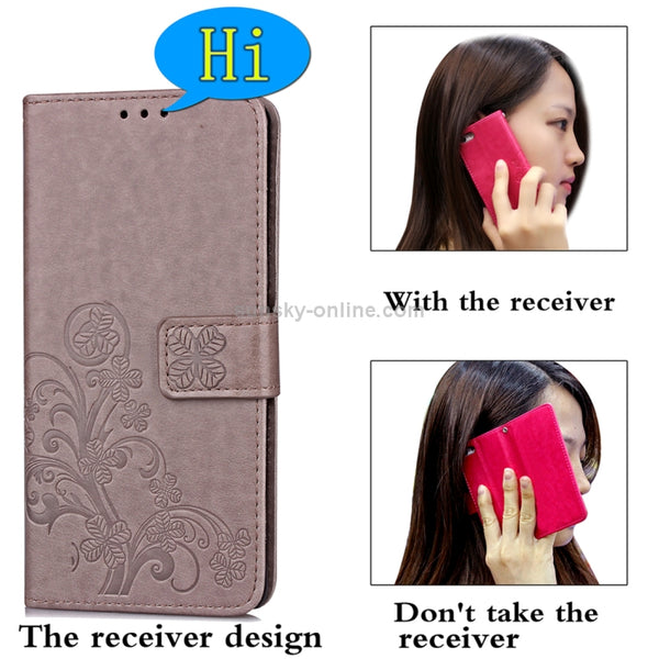 For Galaxy S9 Lucky Clover Pressed Flowers Pattern Horizontal Flip Leather Case with Holder...(Grey)