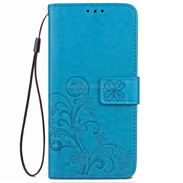For Galaxy S9 Lucky Clover Pressed Flowers Pattern Horizontal Flip Leather Case with Holder...(Blue)